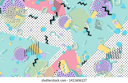 90s pattern. Memphis style. Abstract retro background. Vector Illustration. Hipster style 80s-90s.