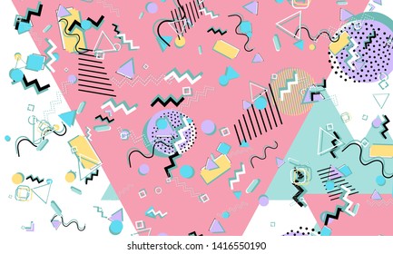 90s pattern. Memphis style. Abstract retro background. Vector Illustration. Hipster style 80s-90s.