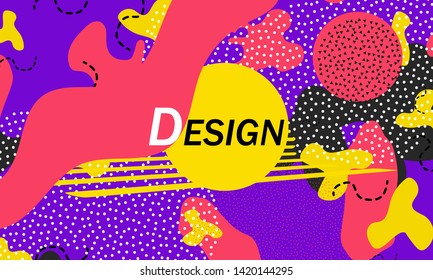 90s pattern. Memphis style. Abstract retro background. Liquid shapes. Vector Illustration.