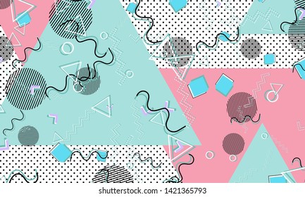 90s pattern. Memphis style. Abstract retro background. Vector Illustration. Hipster style 80s-90s.