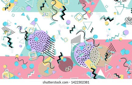 90s pattern. Memphis style. Abstract retro background. Vector Illustration. Hipster style 80s-90s.