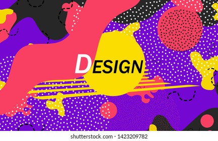 90s pattern. Memphis style. Abstract retro background. Liquid shapes. Vector Illustration.