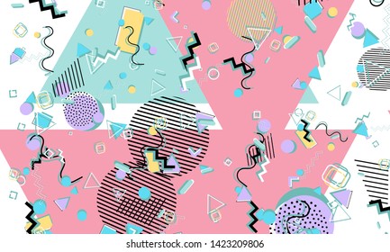 90s pattern. Memphis style. Abstract retro background. Vector Illustration. Hipster style 80s-90s.