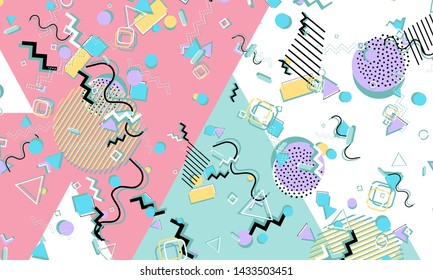 90s pattern. Memphis style. Abstract retro background. Vector Illustration. Hipster style 80s-90s.