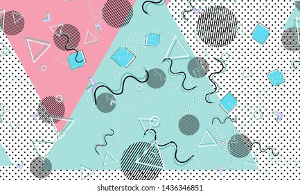 90s pattern. Memphis style. Abstract retro background. Vector Illustration. Hipster style 80s-90s.
