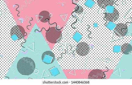 90s pattern. Memphis style. Abstract retro background. Vector Illustration. Hipster style 80s-90s.