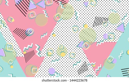 90s pattern. Memphis style. Abstract retro background. Vector Illustration. Hipster style 80s-90s.