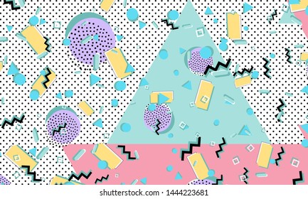 90s pattern. Memphis style. Abstract retro background. Vector Illustration. Hipster style 80s-90s.