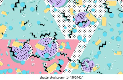90s pattern. Memphis style. Abstract retro background. Vector Illustration. Hipster style 80s-90s.
