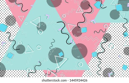 90s pattern. Memphis style. Abstract retro background. Vector Illustration. Hipster style 80s-90s.