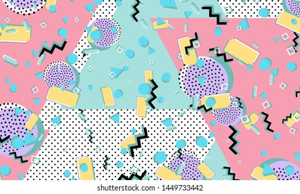 90s pattern. Memphis style. Abstract retro background. Vector Illustration. Hipster style 80s-90s.