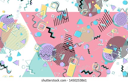 90s pattern. Memphis style. Abstract retro background. Vector Illustration. Hipster style 80s-90s.