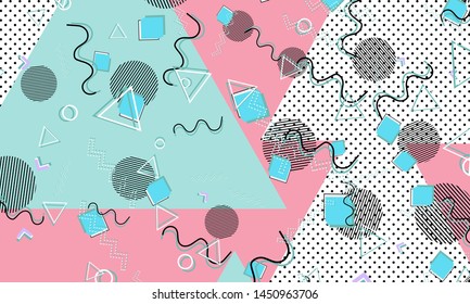 90s pattern. Memphis style. Abstract retro background. Vector Illustration. Hipster style 80s-90s.