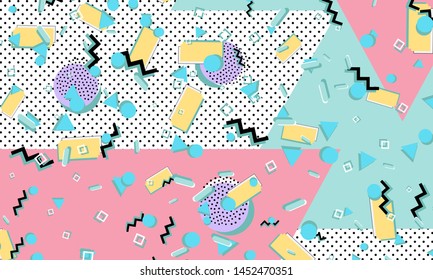90s pattern. Memphis style. Abstract retro background. Vector Illustration. Hipster style 80s-90s.