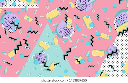 90s pattern. Memphis style. Abstract retro background. Vector Illustration. Hipster style 80s-90s.