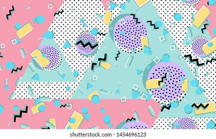 90s pattern. Memphis style. Abstract retro background. Vector Illustration. Hipster style 80s-90s.