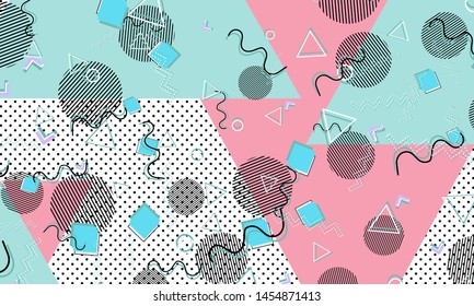 90s pattern. Memphis style. Abstract retro background. Vector Illustration. Hipster style 80s-90s.