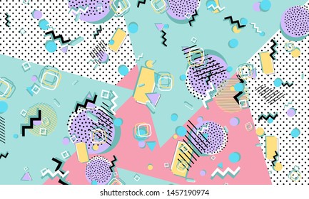 90s pattern. Memphis style. Abstract retro background. Vector Illustration. Hipster style 80s-90s.