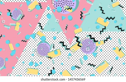 90s pattern. Memphis style. Abstract retro background. Vector Illustration. Hipster style 80s-90s.