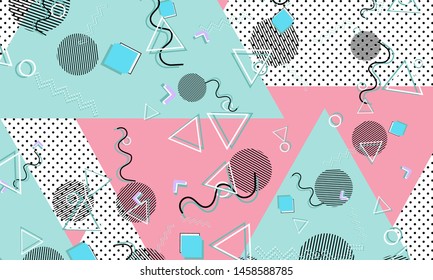 90s pattern. Memphis style. Abstract retro background. Vector Illustration. Hipster style 80s-90s.