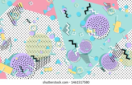 90s pattern. Memphis style. Abstract retro background. Vector Illustration. Hipster style 80s-90s.
