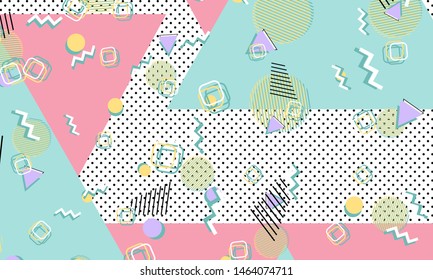 90s pattern. Memphis style. Abstract retro background. Vector Illustration. Hipster style 80s-90s.