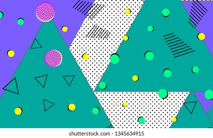 90s pattern. Memphis trend. Nineties pattern. Pop art color background. Vector Illustration. Hipster style 80s-90s. Abstract colorful funky background.