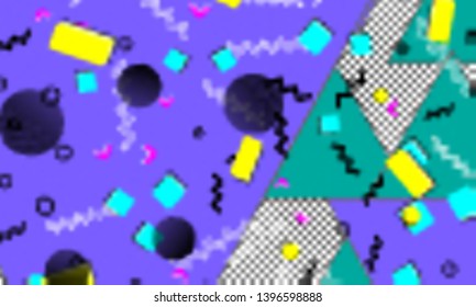 90s pattern. Memphis trend. Nineties pattern. Pop art color background. Vector Illustration. Hipster style 80s-90s. Abstract colorful funky background.