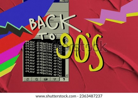 90s posters. Back to the nineties. Retro style texture and manual handwriting. Nineties aesthetic and graphic fashion background.