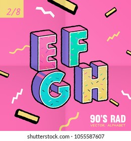 The 90's Rad. 90's style vector alphabet.