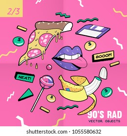 The 90's Rad. 90's style vector isolated objects and graphic elements.