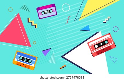 90s retro background. Abstract geometric memphis design. Vector illustration