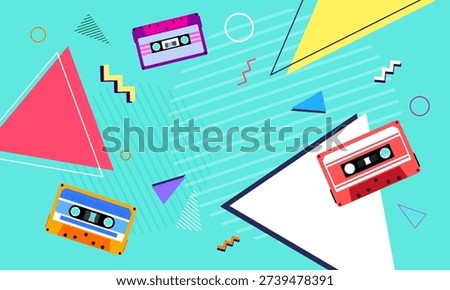 90s retro background. Abstract geometric memphis design. Vector illustration