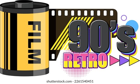 Diseño de banners retro de los años 90 con ilustración de películas en rollo