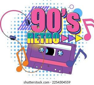 90s retro banner template illustration