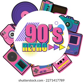 90s retro banner template illustration