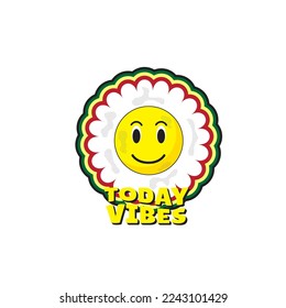 90s Retro Cartoon Sticker Illustration. Today Vibes Slogan for Poster or T-Shirt Print Design. Vector