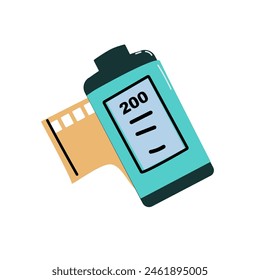 90s retro element film vector illustration for camera with negative. Can used for cards, posters.