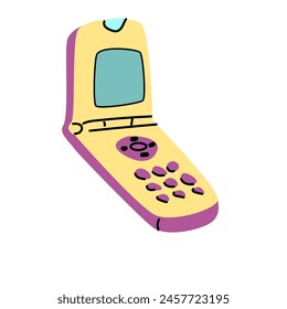 90s retro element mobile phone, 2000s, or y2k element, retro style. Can use for stickers, banner, greeting card.