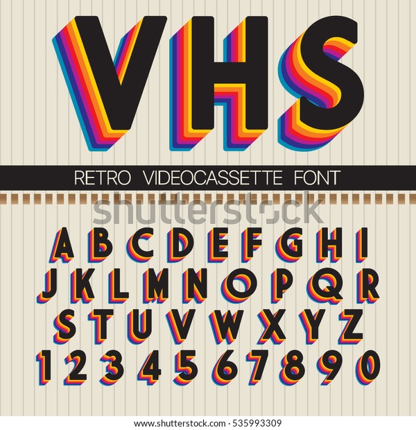 90\'s Retro Font. Vector\
VHS alphabet