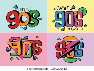90s Retro Logo Vector Eps10