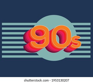 90s retro number design for t-shirt and others .