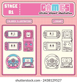 90's retro pc elements and games background .Old computer aesthetic illustration,  nostalgia sticker pack. Colorful headphones, disk, diskette, computer, game console. Editable template with isolated 