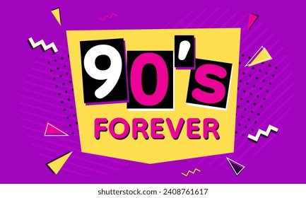 90s retro poster. 90s and 80s background design. 90s style vintage banner. Vector illustration