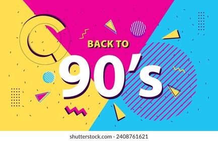 90s retro posters. Back in the 90s, 90s style background banner. Vector illustration