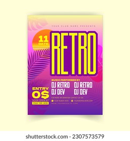 90s Retro Radio Graphic Illustration banner template, dj music event, colourful White, black, Club poster