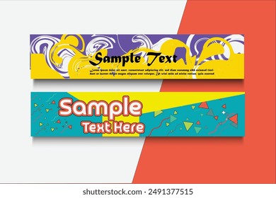 90s retro sample text here banner design template