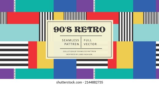 90S Retro Seamless Abstract Shapes Background
