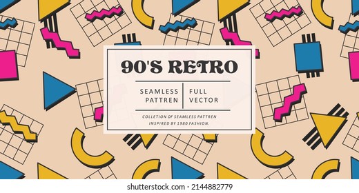 90S Retro Seamless Abstract Shapes Background