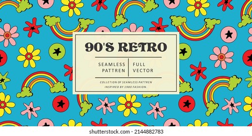 90S Retro Seamless Abstract Shapes Background